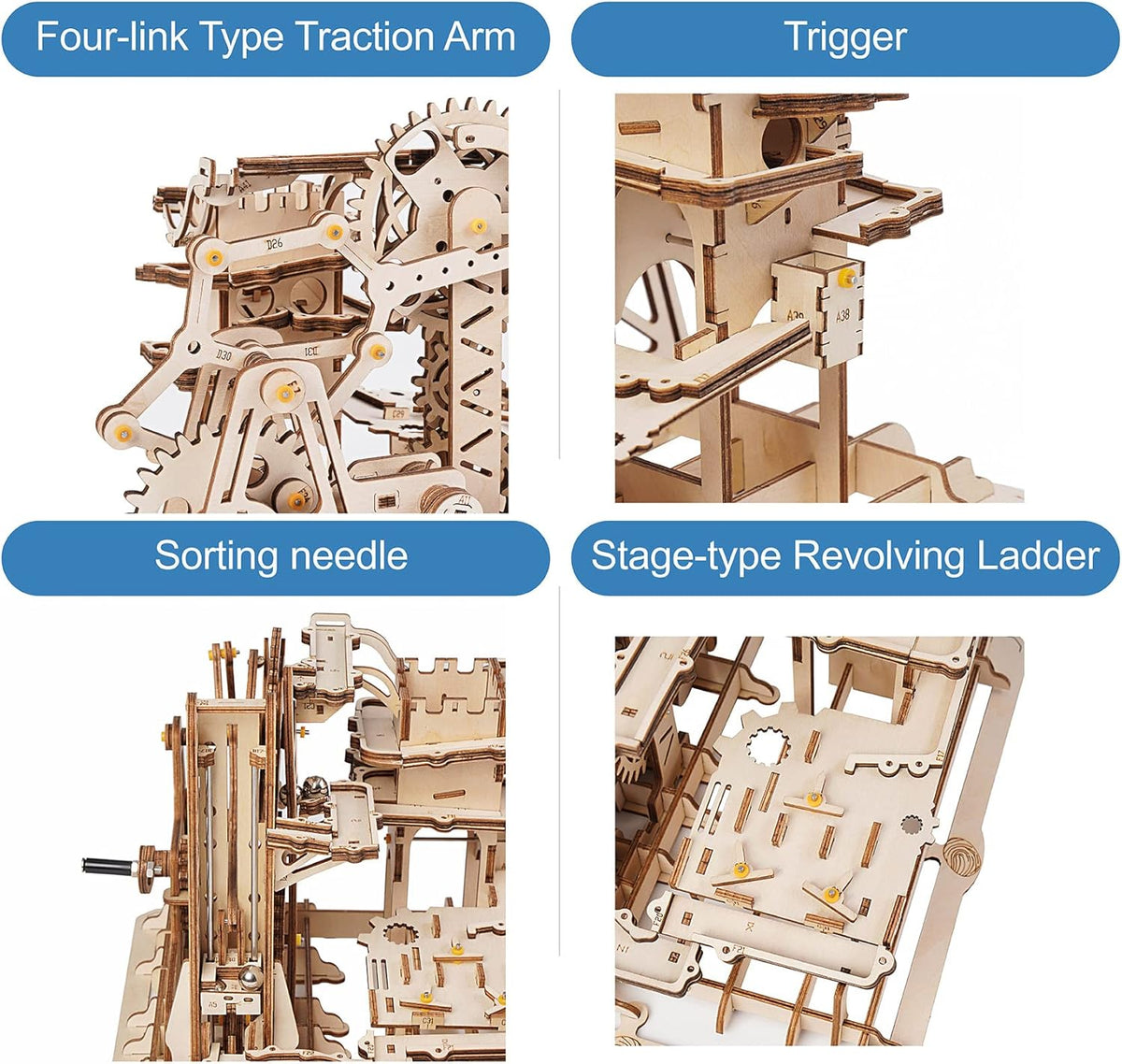 3D Wooden Marble Run Puzzle Craft Toy DIY Model Building Kits F21526