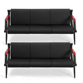 Black PU Leather Waiting Room Bench with Wooden Armrest X573