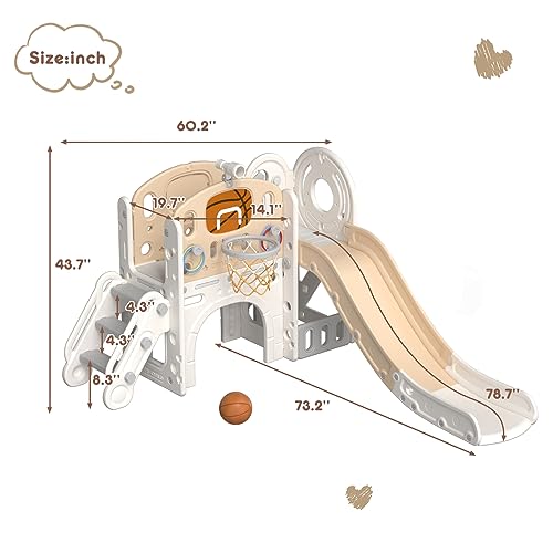 8 in 1 Toddler Slide Set with Basketball Hoop and Ball B574