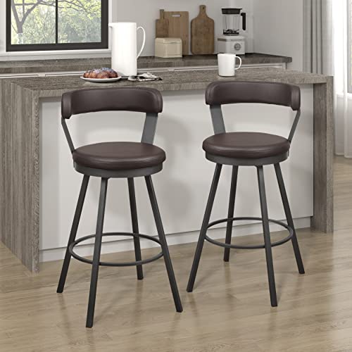 Black Swivel Counter Stool, Set of 2, 25.5" Seat Height U43638