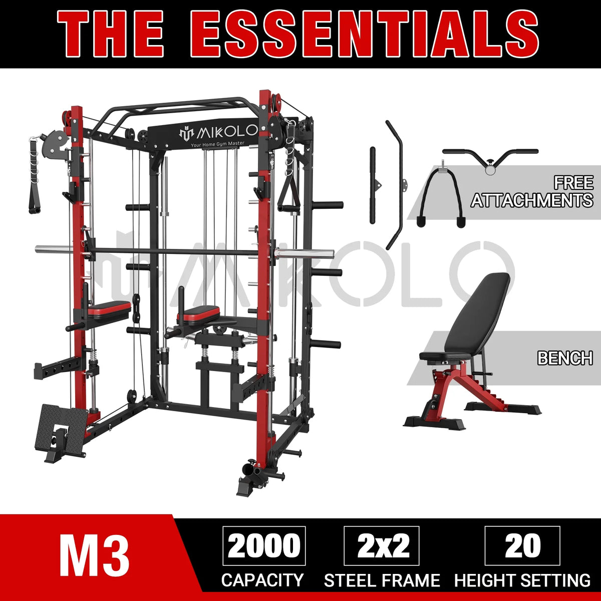 2000lbs Squat Rack with Weight Bench Combo S7138