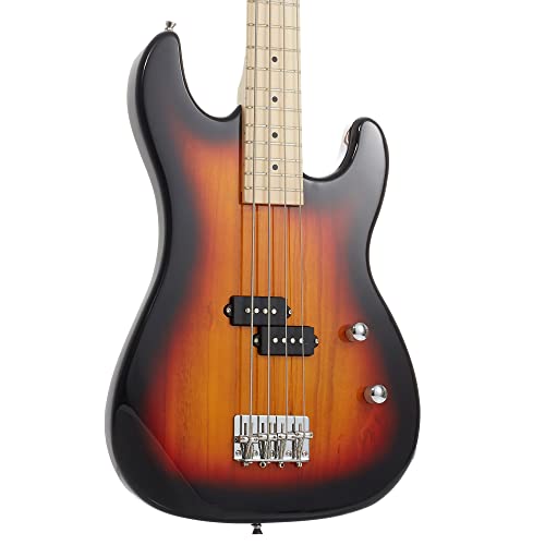 Blue 4 String Right Handed Electric Bass Guitar with 15-Watt Amp and Gig Bag M71776