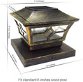 Bronze Metal Glass 6 x 6 Inches Solar Post Cap V710130