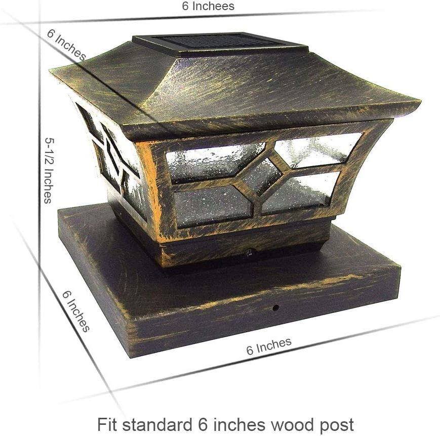 Bronze Metal Glass 6 x 6 Inches Solar Post Cap V710130