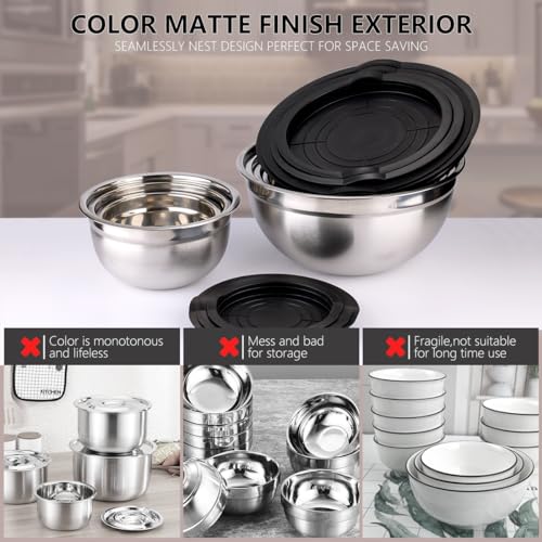 26 PCS Stainless Steel Nesting Black Mixing Bowls Set M63953