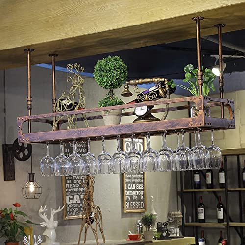 Bronze Metal Wall-Mounted Wine Glass Rack, 80x35cm E1570