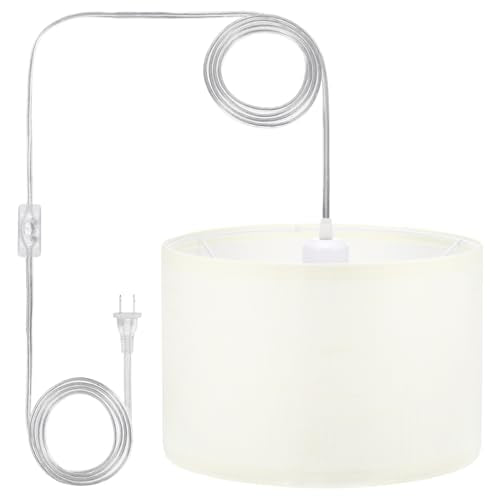 15Ft Rope Cord Hanging Lamp Fixture with On/Off Switch, White C340