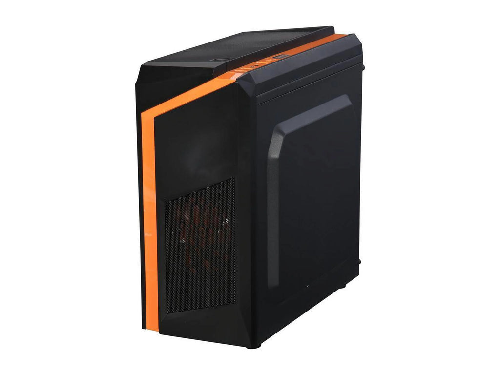 Black/Orange Micro-ATX Mini Tower Computer Case with 2 x Orange LED Fans K582886