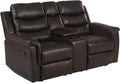 68" Wall Hugger RV Couch with Console Cup Holder Double Seat Reclining Chair Browm A10309