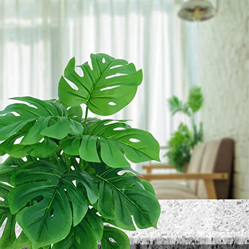 Set of 2 Artificial Areca Palm Plants, 32 Inch Fake Tropical Palm Trees with Greenery Leaves and Stems D7561