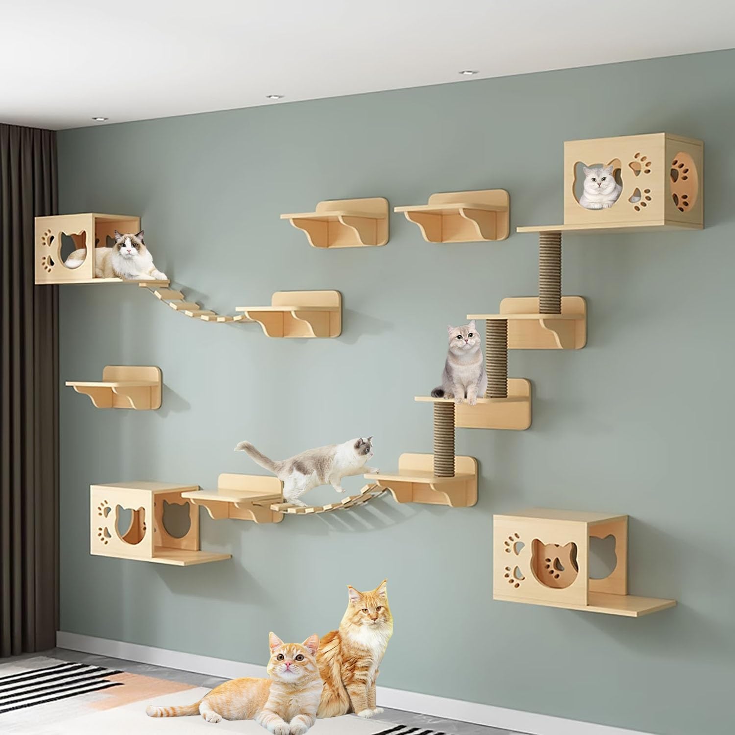 17pcs Wall-mounted Cat Climbing Frame Set V60175