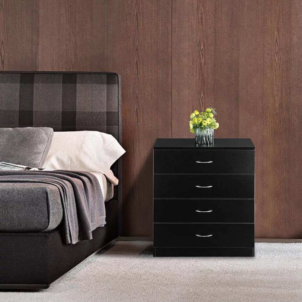 Black 4-Drawer MDF Wood Dresser O362107