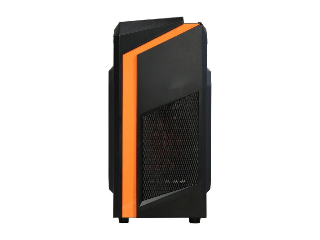 Black/Orange Micro-ATX Mini Tower Computer Case with 2 x Orange LED Fans K582886