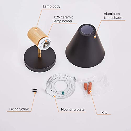 Black Dimmable Wood Style Plug in Wall Sconce Q87409