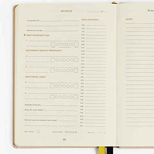 3-Month Productivity Planner, A5 Undated Quarterly Planner (Black) P452