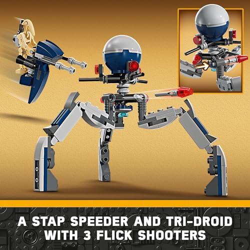 LEGO Star Wars Clone Trooper & Battle Droid Battle Pack Set, Buildable Toy Speeder Bike Vehicle, Tri-Droid and Defensive Post, 75372 S977771