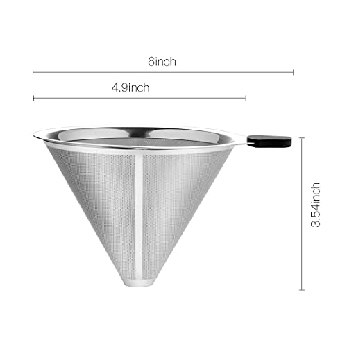 Stainless Steel Reusable Cone Coffee Mesh Dripper H963899