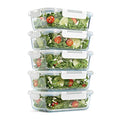 5-Pack Two Compartments Glass Storage Containers with Locking Lids, 27 oz. J952595