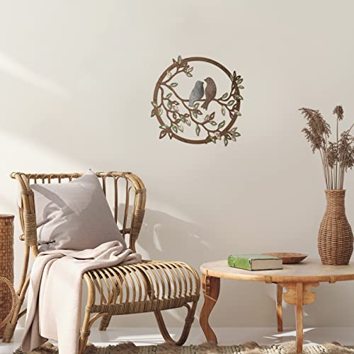 Metal Wall Art Bird on Tree Branch Bird Wall Silhouette (Black) F349
