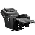 Black Faux Leather Power Lift Recliner with Heating and Massage C4544