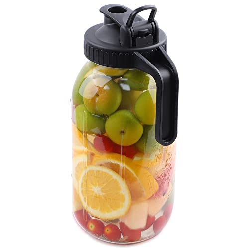 64 OZ Glass Pitcher With Pour Spout Lids O96681