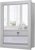 Grey Wall Mounted Mirror Medicine Cabinet with Adjustable Shelf G9245