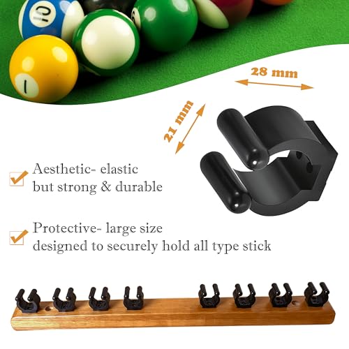 Wall-Mounted Hardwood Pool Stick Holder for 8-Cue Storage O20510