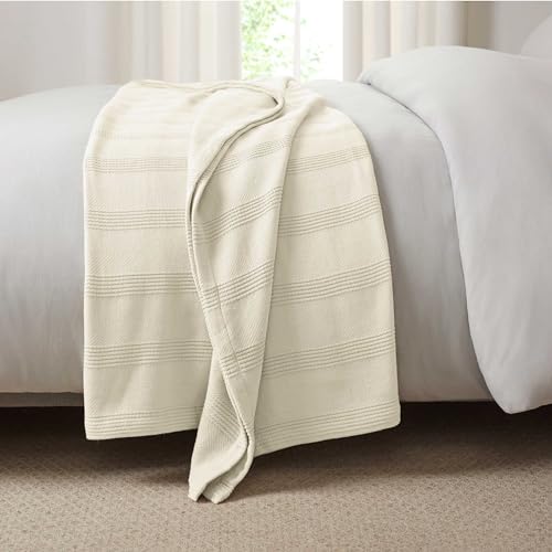 100% Cotton Twin Size Blanket (90 x 66 Inch, White) B154