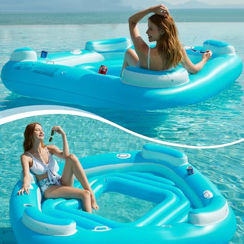 Inflatable 4-Person Pool Float with Cupholders T1698