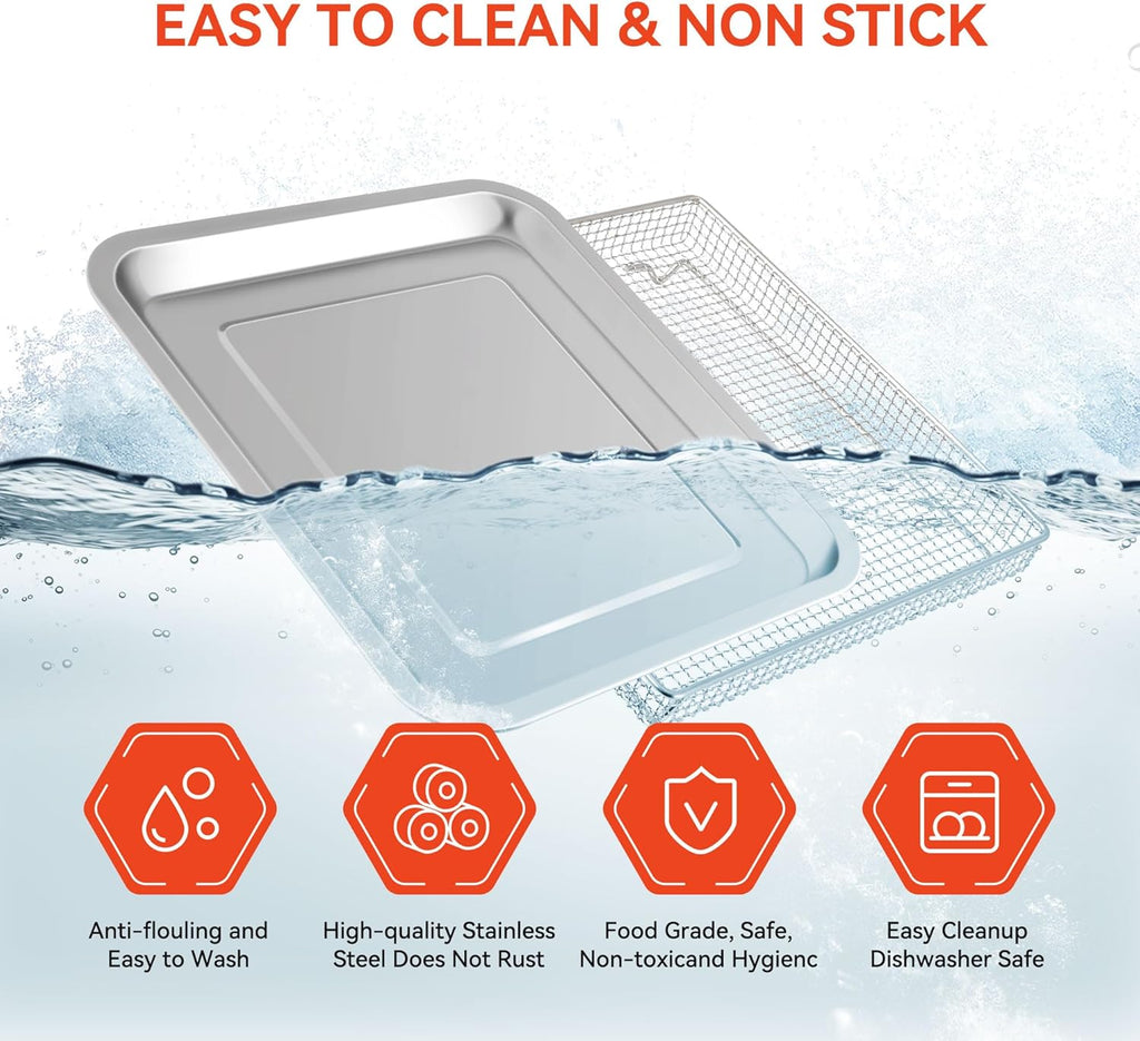 Stainless Steel Air Fryer Basket and Baking Tray (1 Set) S203207