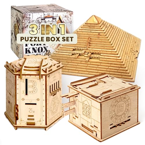 Wooden Puzzle Box with Hidden Compartment A75135