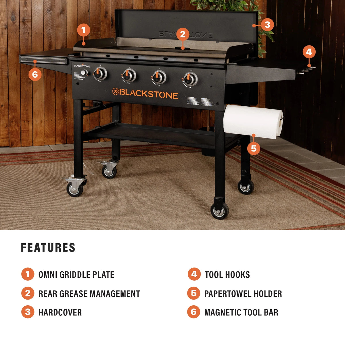 4-Burner 36 Propane Griddle Cooking Station with Hard Cover Q108819