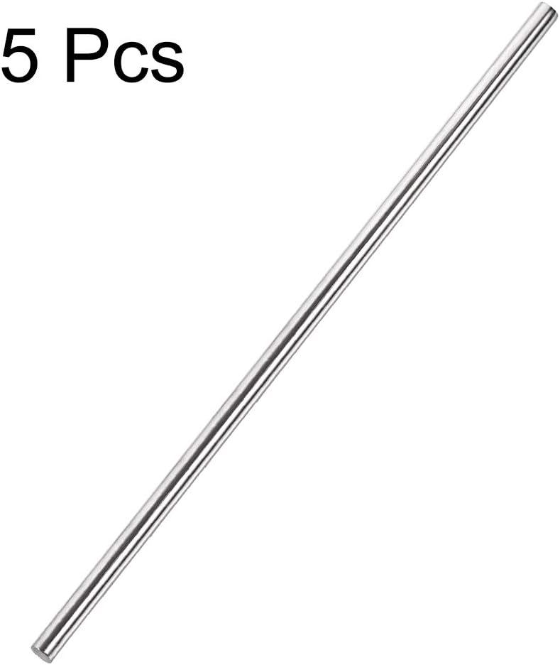 5mm x 300mm 304 Stainless Steel Solid Round Rod 5pcs I85339