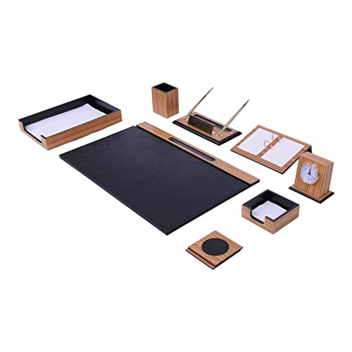10 Pcs Black Wooden Desk Organizer Set V54234