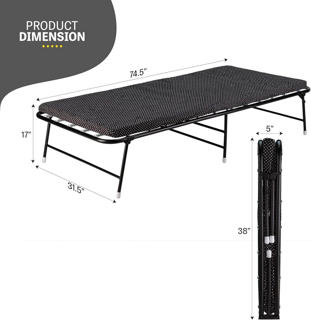 Folding Bed with Memory Foam Mattress and Carry Bag T5346