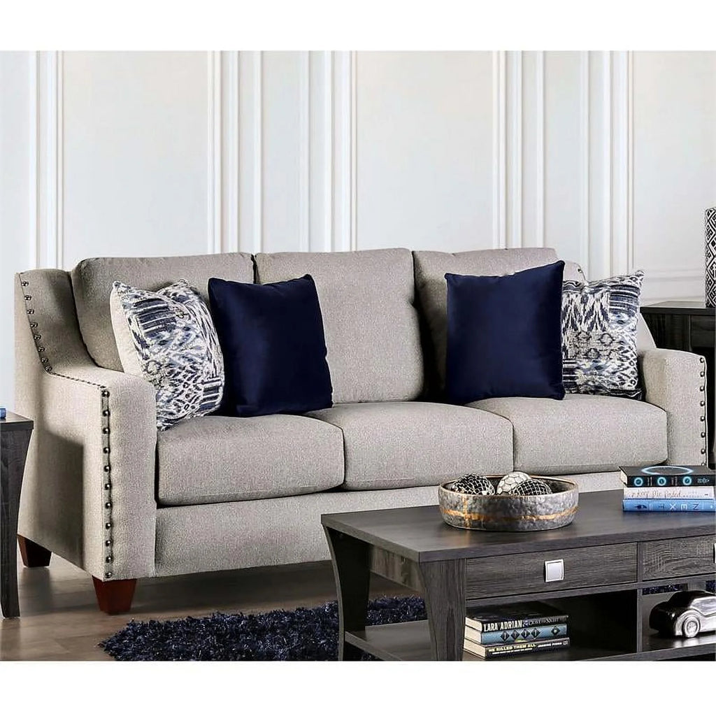 Light Gray Fabric Nailhead Sofa M629
