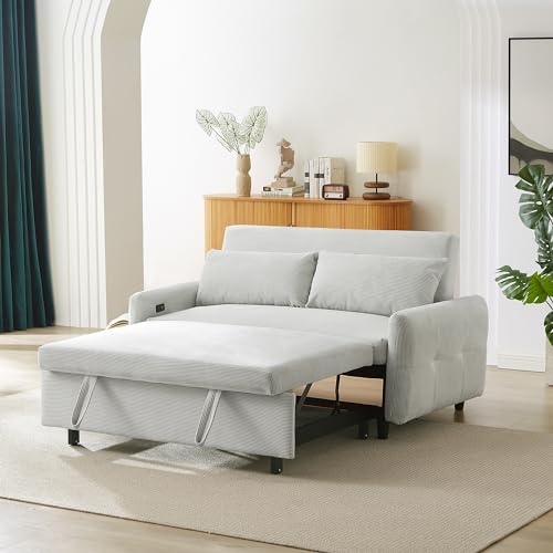 Blue Grey Corduroy 4 in 1 Convertible Sofa Couch Bed J95759