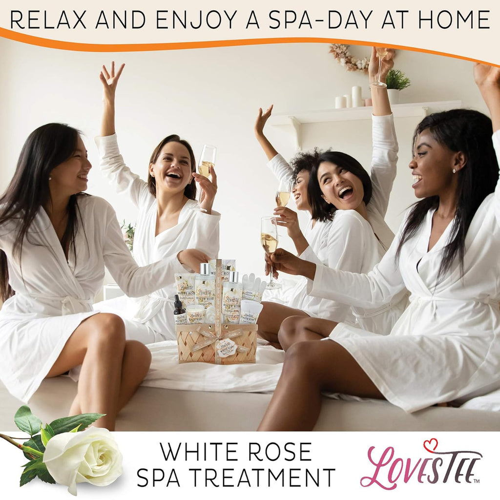 White Rose Set Body Lotion, Shower Gel, Bubble Bath, Bath Salt, Towel, Soap, Oil, Candle, Gloves R268648
