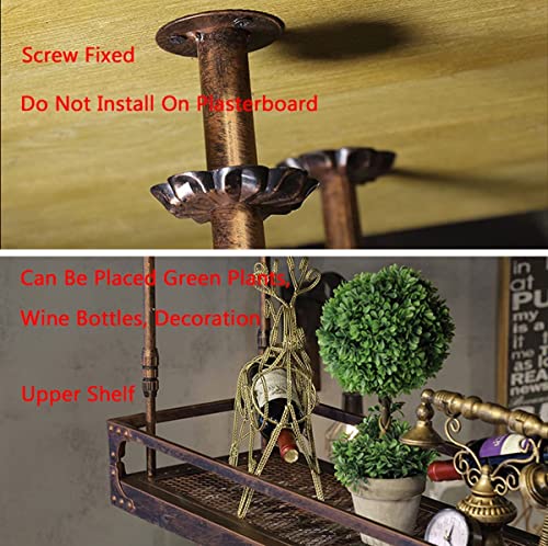 Bronze Metal Wall-Mounted Wine Glass Rack, 80x35cm E1570