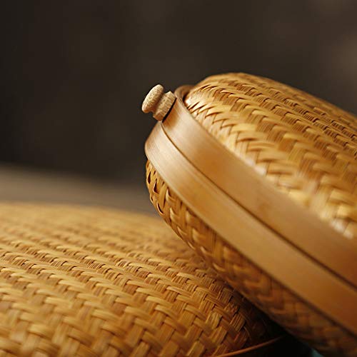8 Inch Round Rattan Storage Basket with Lid R139