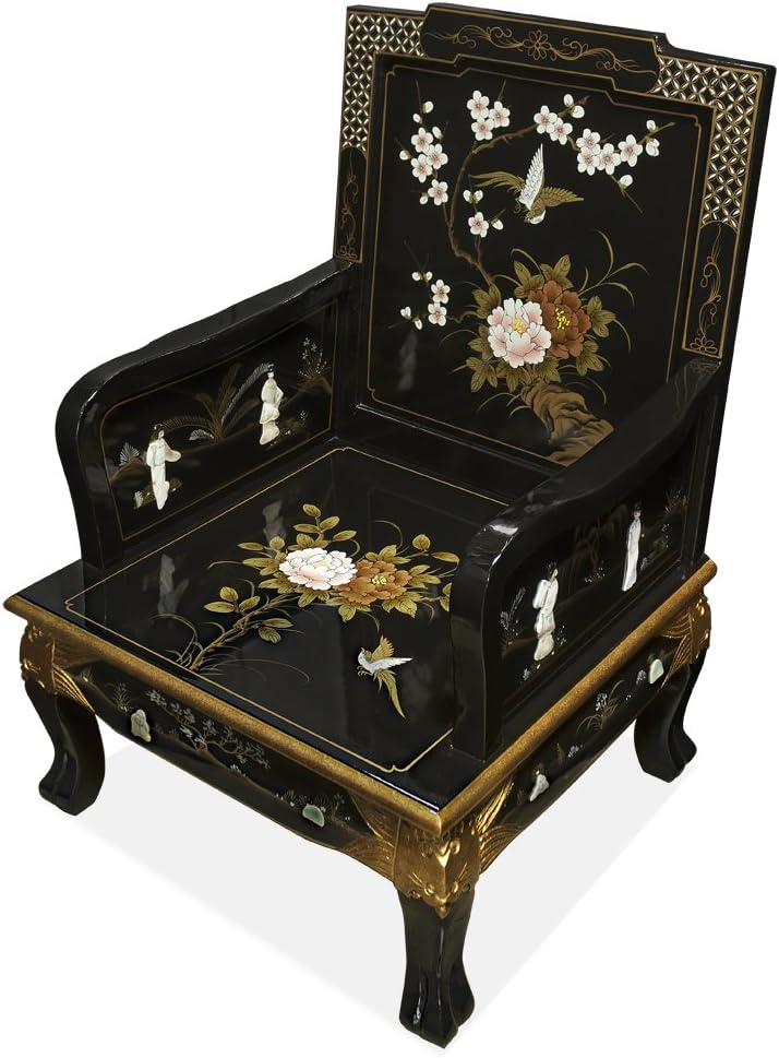 Black Lacquer Wooden Arm Chair S805