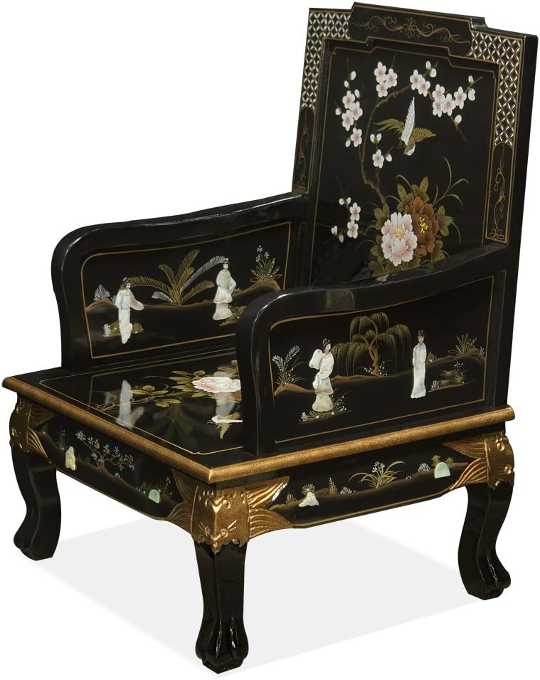 Black Lacquer Wooden Arm Chair S805