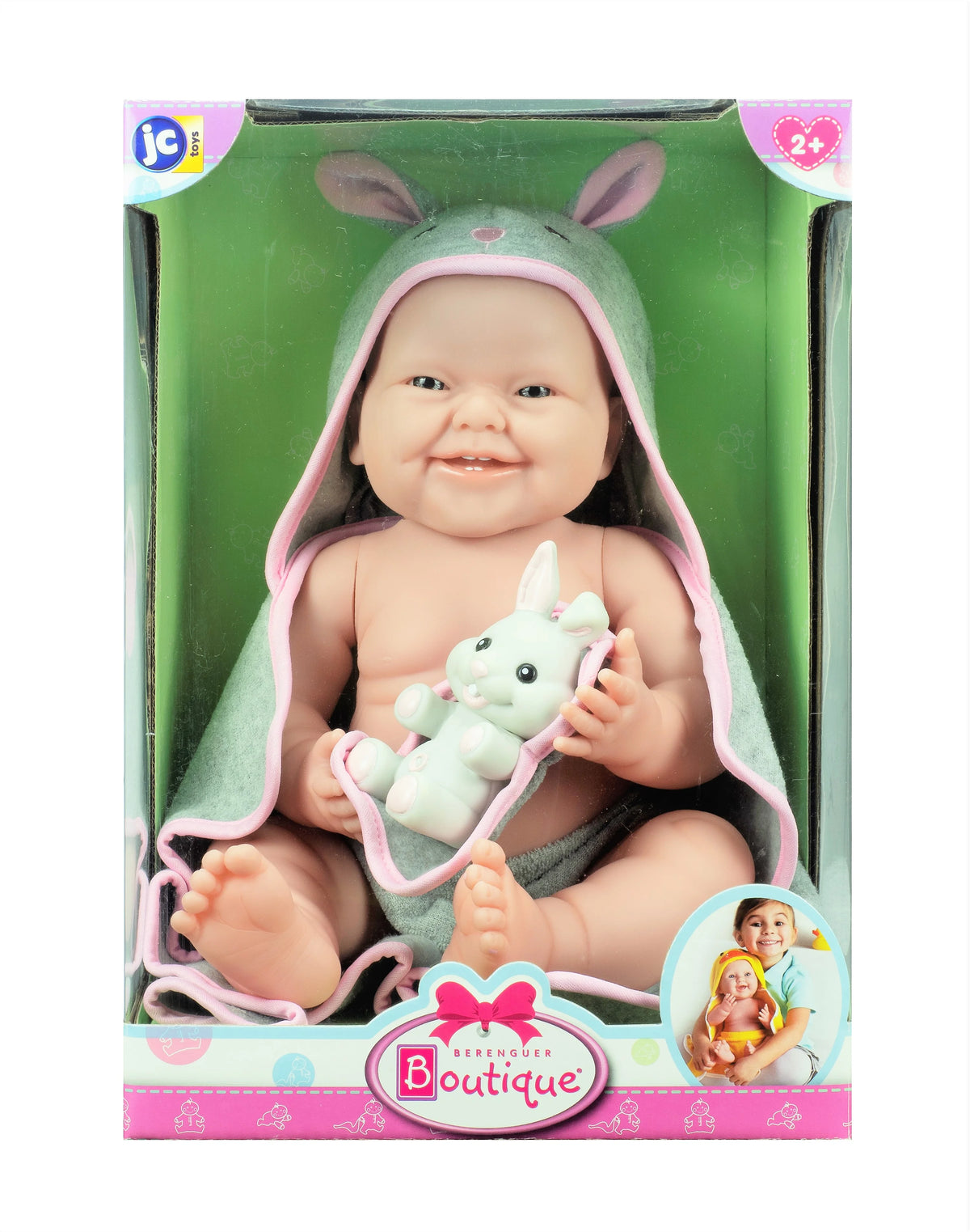 Realistic 17" Anatomically Correct All Vinyl Doll with Hooded Rabbit Towel U890426