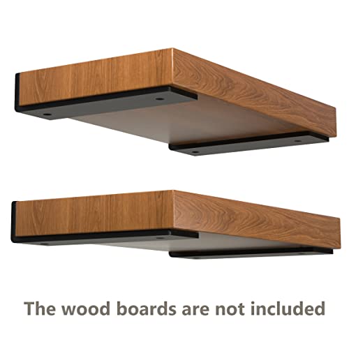 Black Powder Coated Steel Floating Shelf Brackets 4-Pack T17495