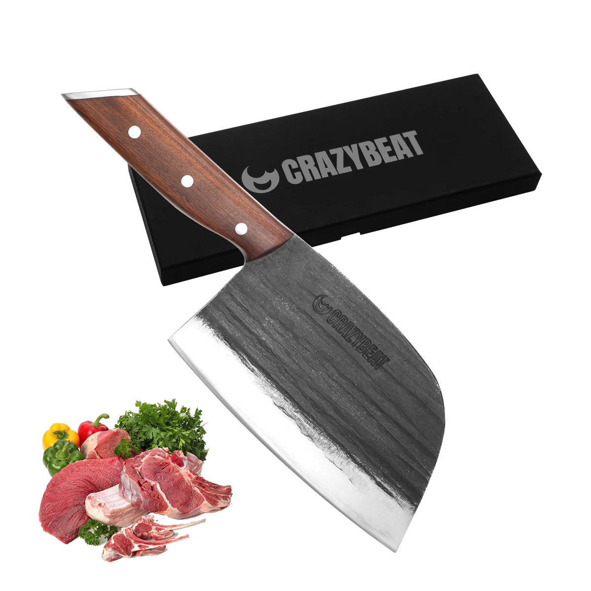 7.4 in Full Tang High Carbon Manganese Steel Meat Cleaver Knife D29573
