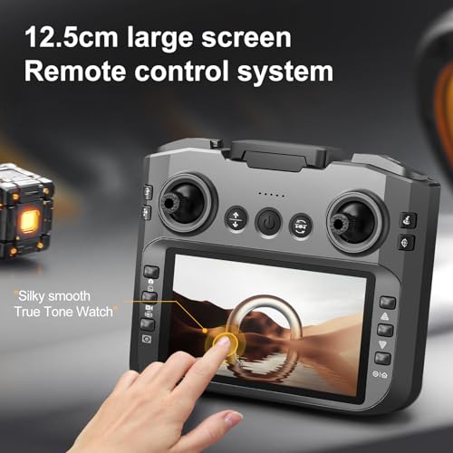 RC Drone with Screen On Controller, Brushless Motor Drone with Dual Cameras K888