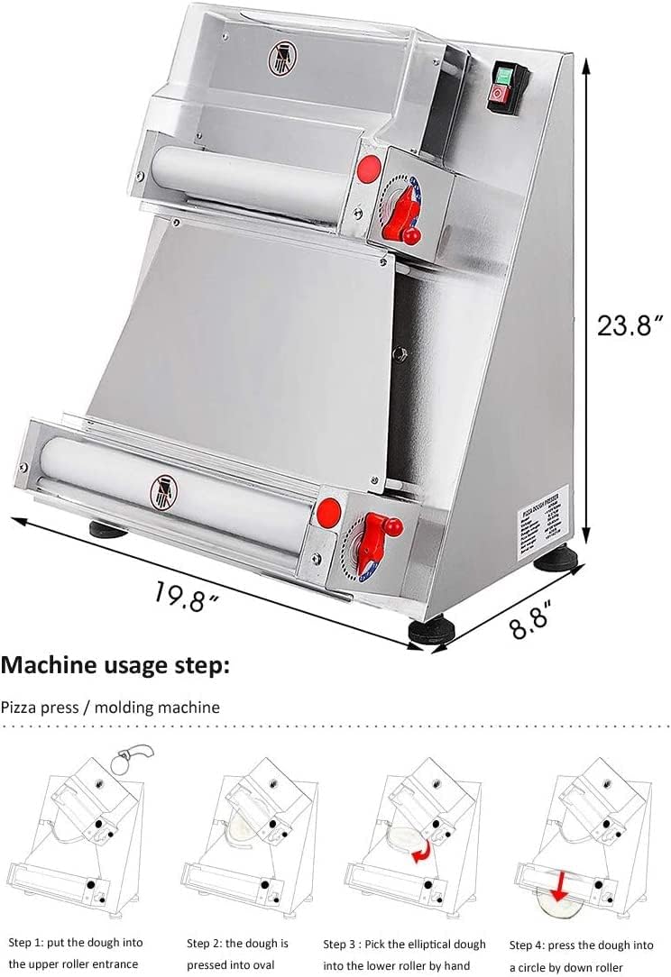Pizza Press, Automatic Pizza Dough Roller Machine, Commercial Dough Sheeter Maker V2342
