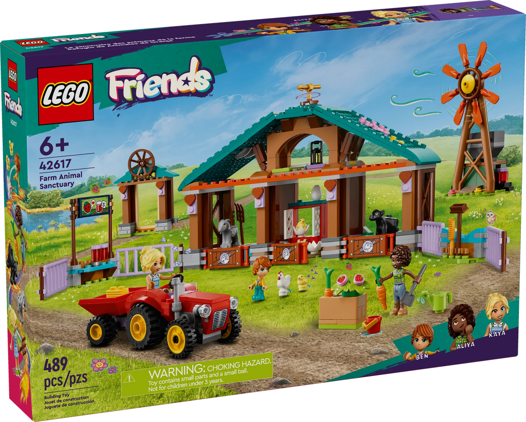 Farm Animal Sanctuary and Tractor Toy with 3 Mini-Doll Characters and 5 Farm Animal Toys Including a Baby Cow Q472