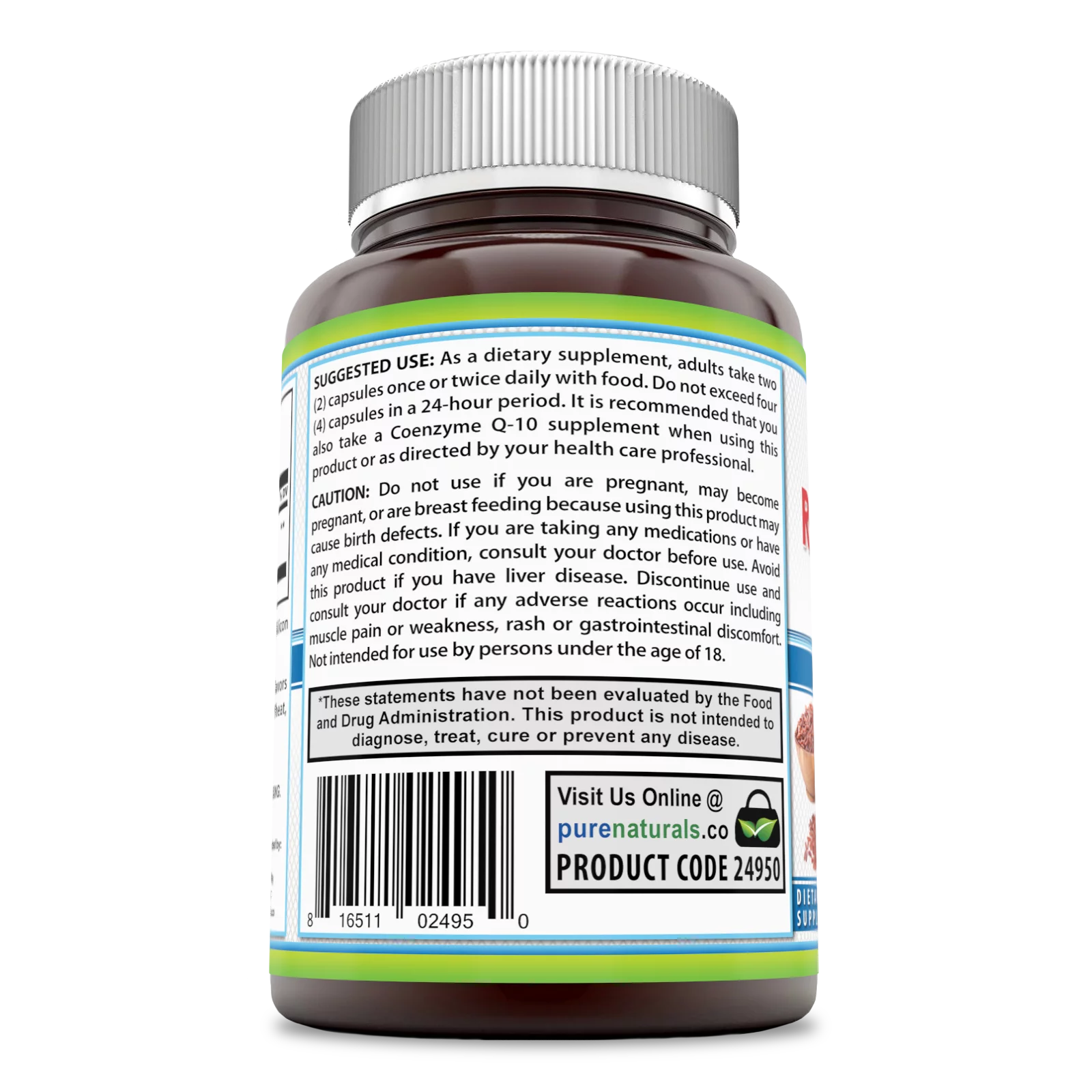 1200 mg Red Yeast Rice Powder Dietary Supplement, 480 Capsules I782