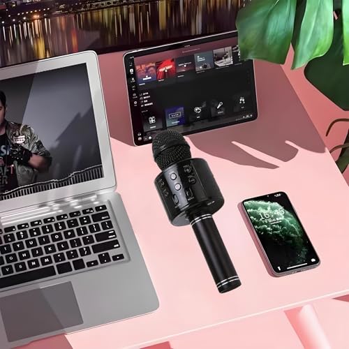 Black Wireless Bluetooth Karaoke Microphone Speaker T170315